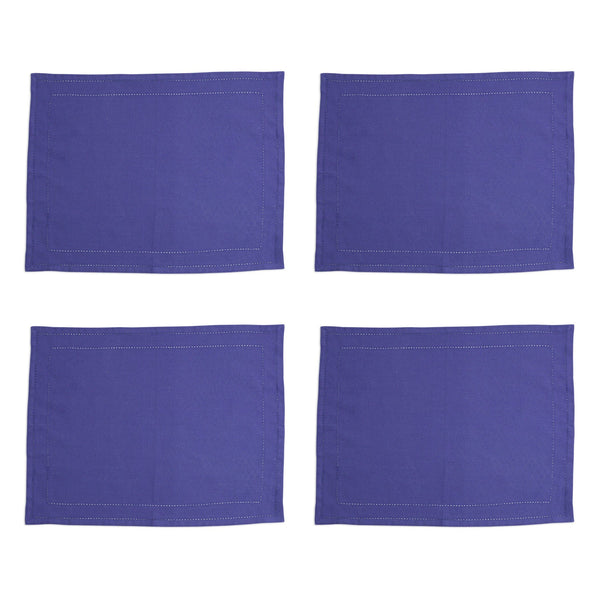 Cotone Linens Cobalt Placemats with Double Stitching - Set of 4