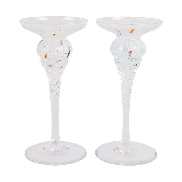 Chiara White Short Candlesticks - Set of 2