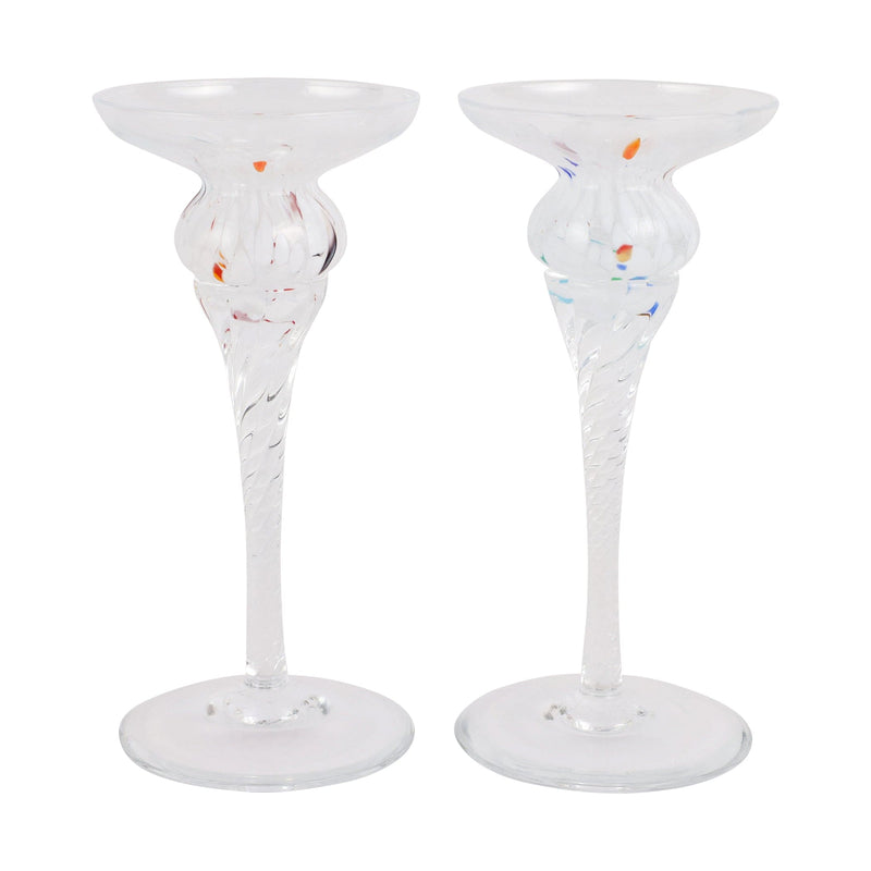 Chiara White Short Candlesticks - Set of 2