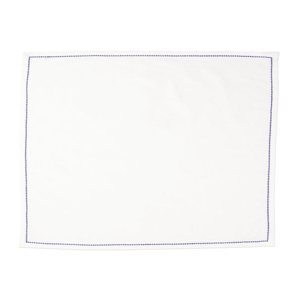 Cotone Linens Ivory Placemats with Cobalt Stitching - Set of 4