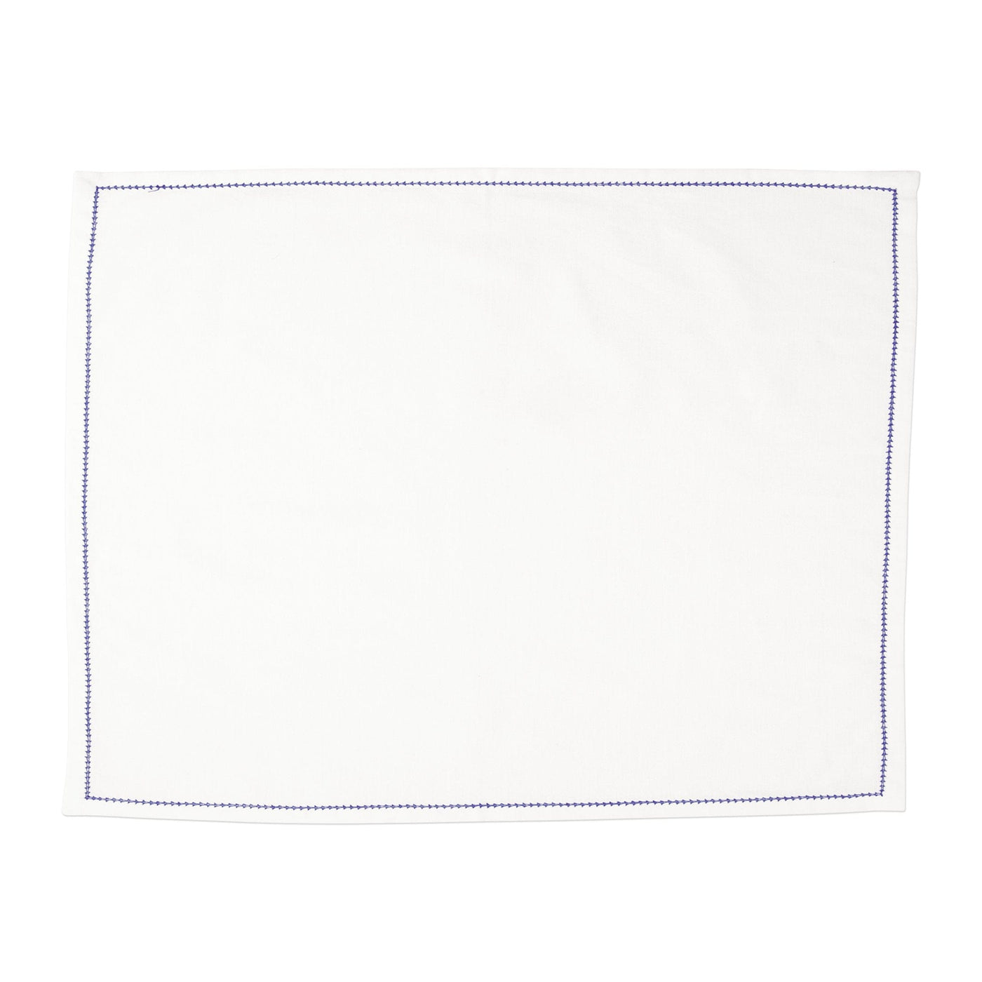 Cotone Linens Ivory Placemats with Cobalt Stitching - Set of 4