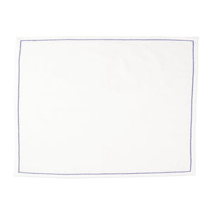 Cotone Linens Ivory Placemats with Cobalt Stitching - Set of 4