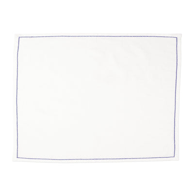 Cotone Linens Ivory Placemats with Cobalt Stitching - Set of 4