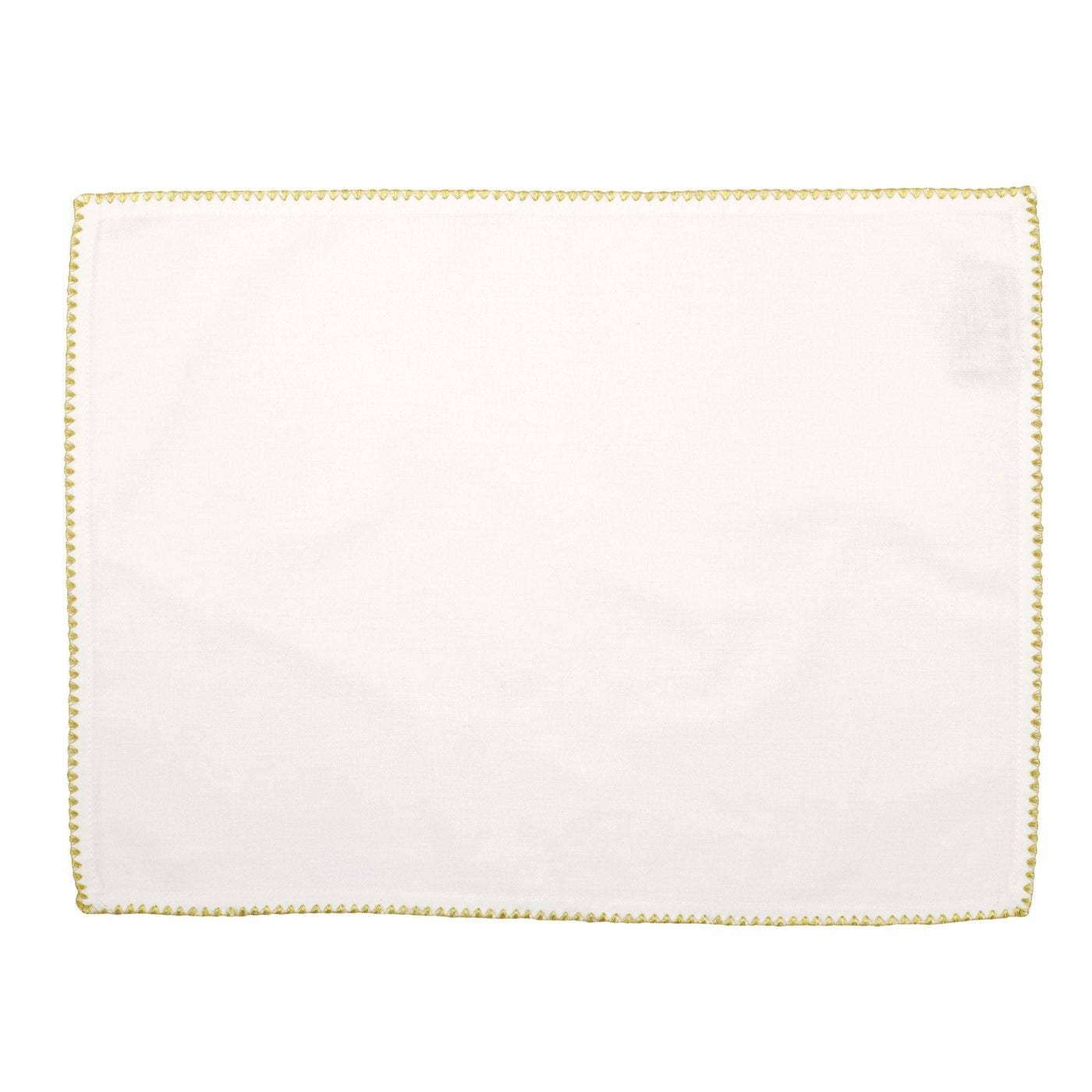 Cotone Linens Ivory Placemats with Gold Stitching - Set of 4 by VIETRI