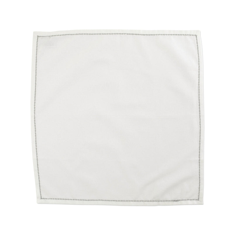 Cotone Linens Ivory Napkins with Light Gray Stitching - Set of 4