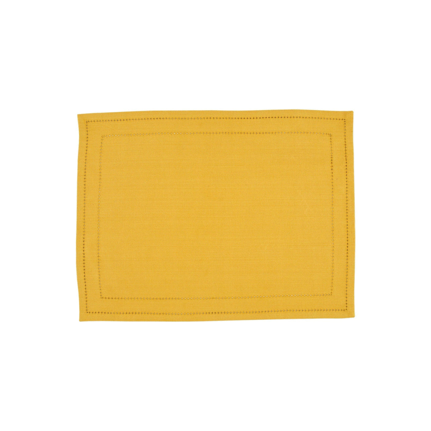 Cotone Linens Mustard Placemats with Double Stitching - Set of 4