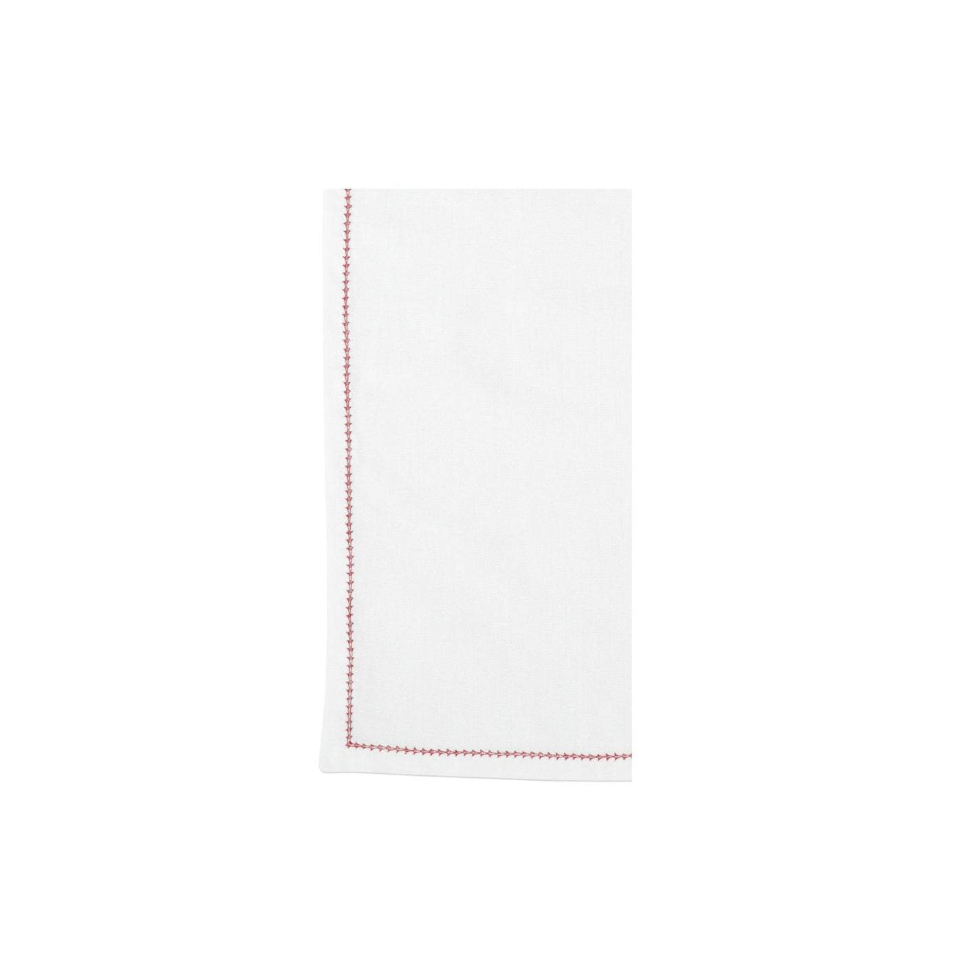 Cotone Linens Ivory Napkins with Red Stitching - Set of 4