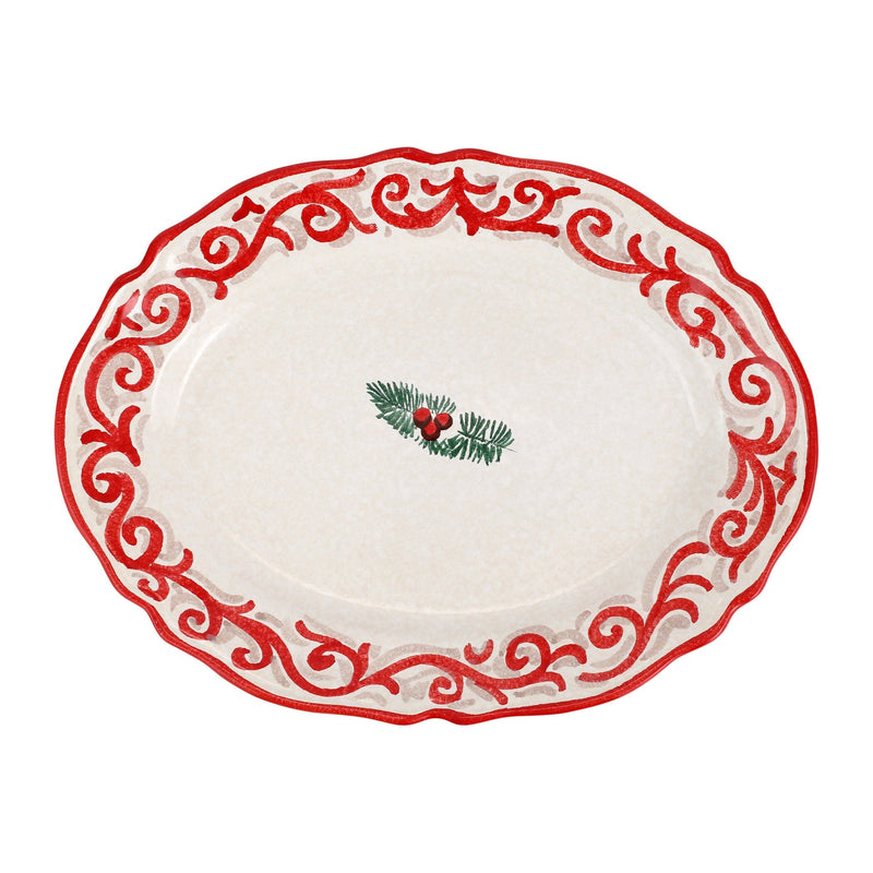 Evergreen Holiday Oval Platter