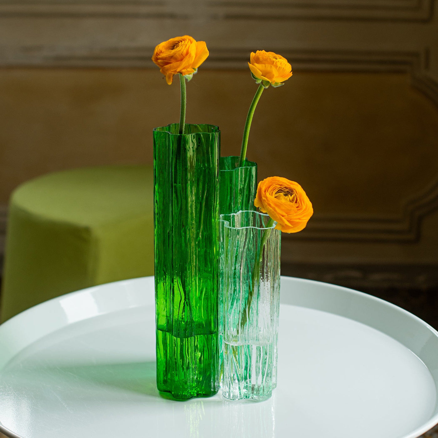 Flora Glass Green Vase