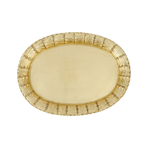 Florentine Wooden Accessories Gold Basketweave Large Oval Tray