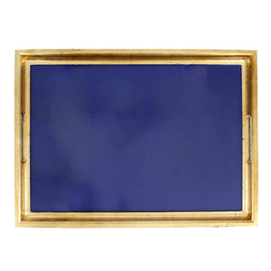 Florentine Wooden Accessories Cobalt & Gold Large Rectangular Tray