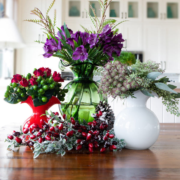 Hibiscus Glass White Bud Vase