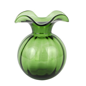 Hibiscus Glass Dark Green Medium Fluted Vase