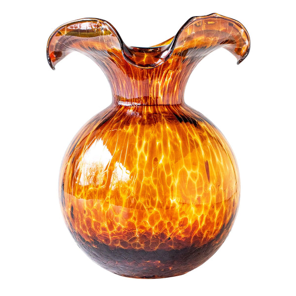 Hibiscus Glass Brown Tortoiseshell Medium Fluted Vase