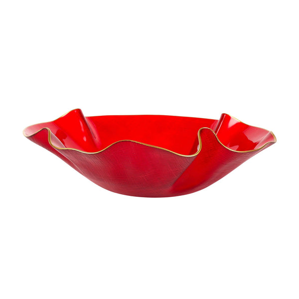 Holiday Glass Medium Ruffled Bowl