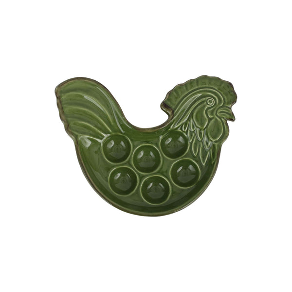 Italian Dark Green Figural Egg Dish