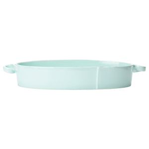 Lastra Handled Oval Baker Aqua