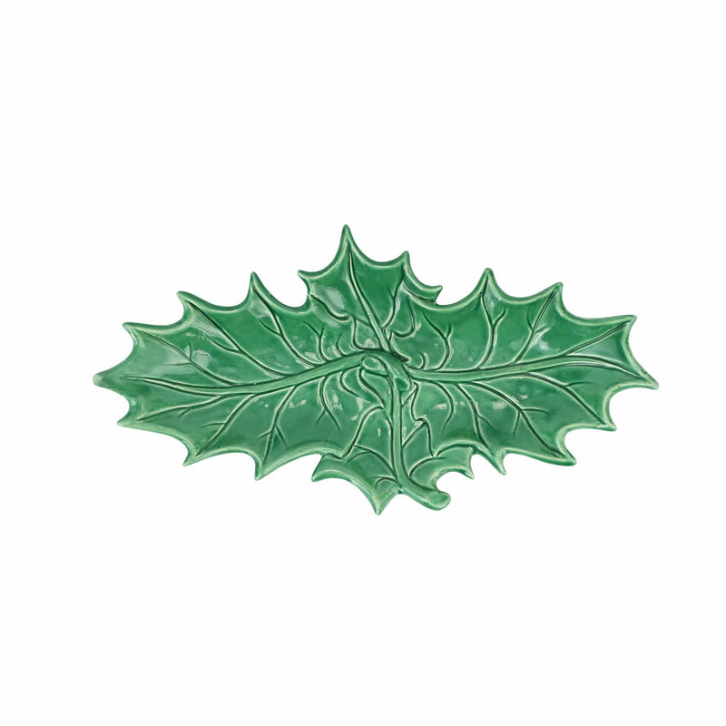 Lastra Evergreen Figural Holly Two-Leaf Platter