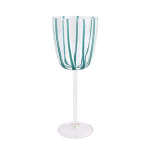 Nuovo Stripe Teal Wine Glass