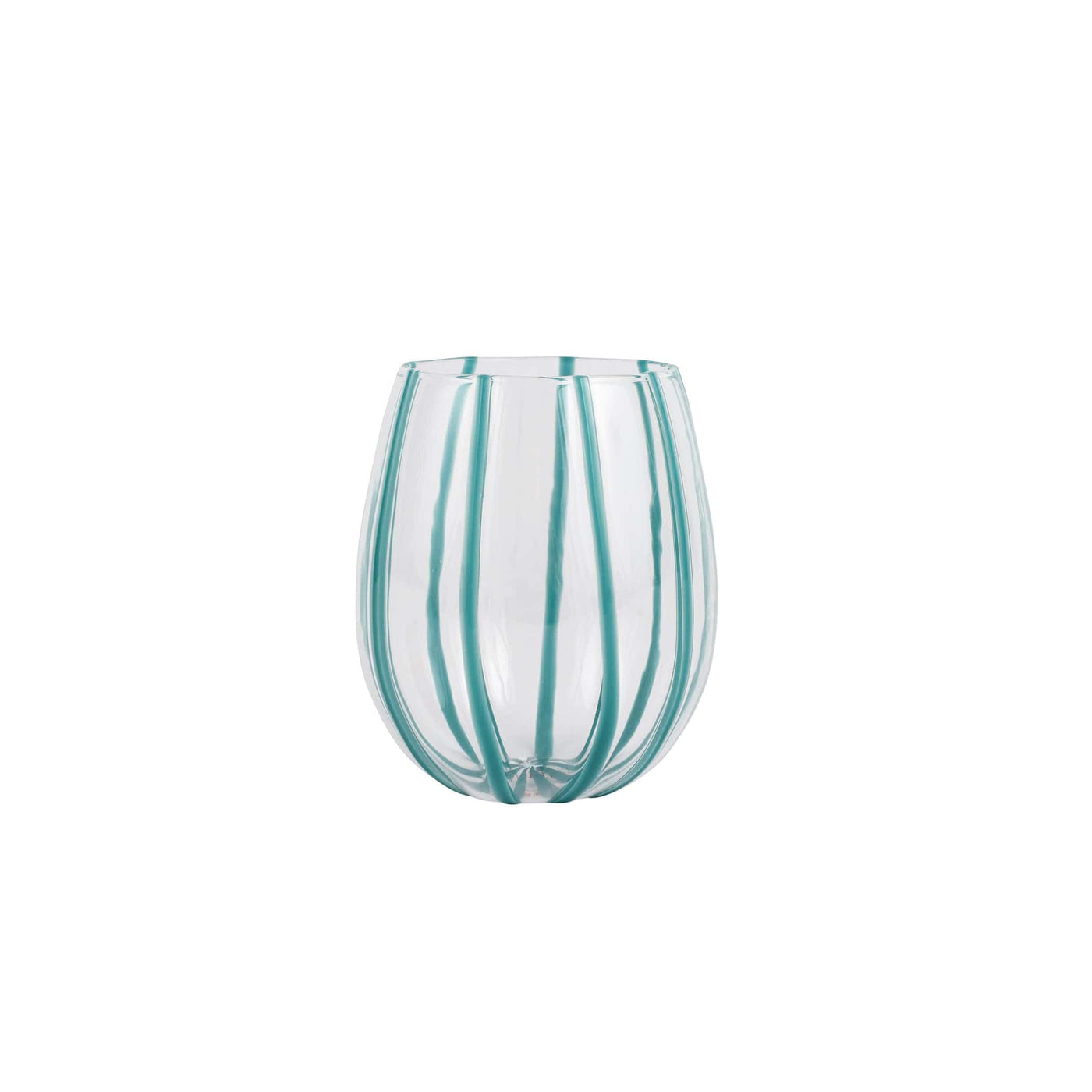 Nuovo Stripe Teal Stemless Wine Glass