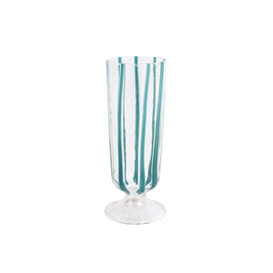 Nuovo Stripe Teal Champagne Glass