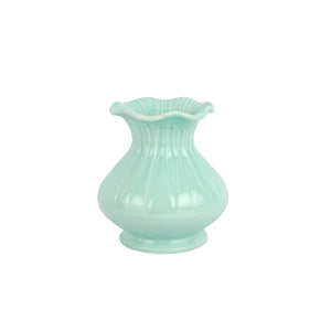 Ondulata Teal Short Vase