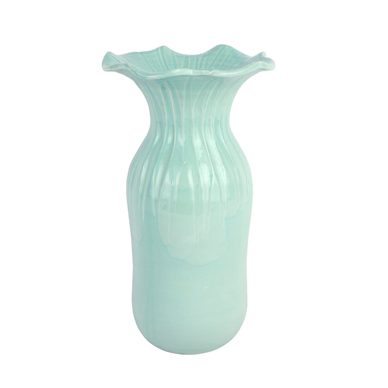 Ondulata Teal Large Vase