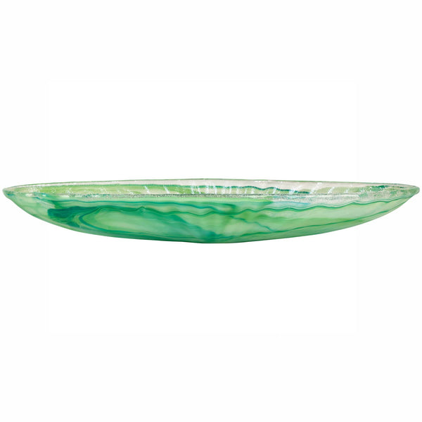 Onda Glass Green Long Oval Bowl