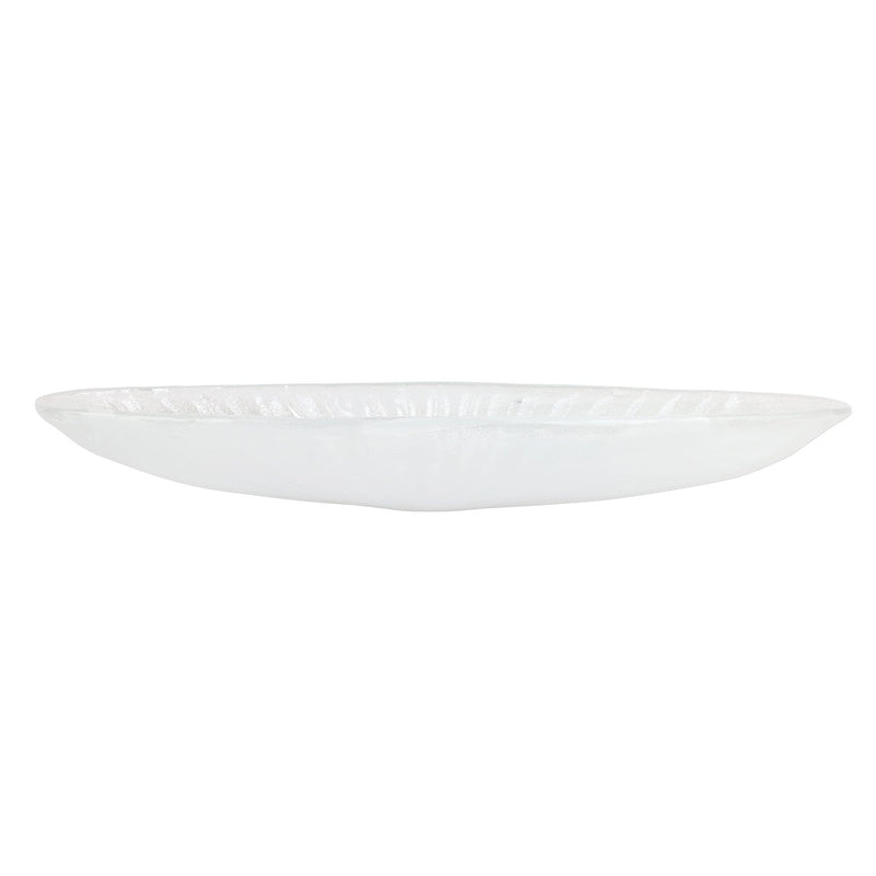 Onda Glass White Long Oval Bowl