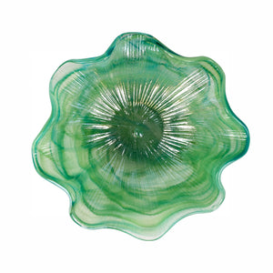 Onda Glass Green Ruffled Round Bowl