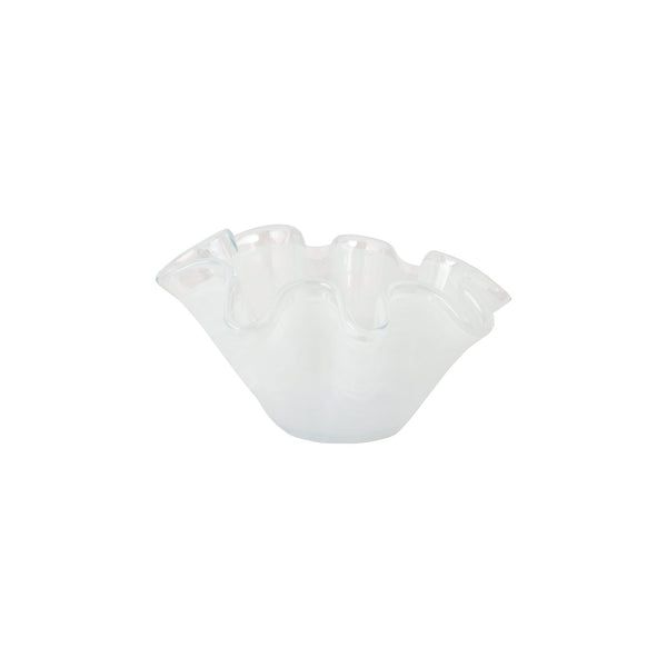 Onda Glass White Petite Ruffled Bowl