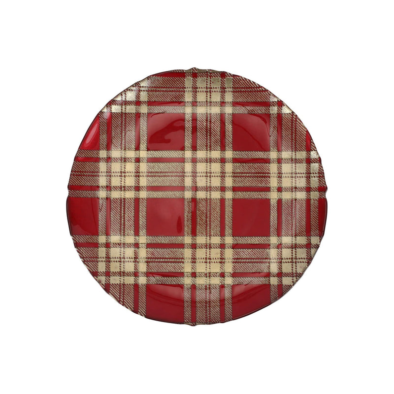 Plaid Glass Red Service Plate/Charger