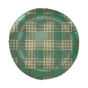 Plaid Glass Green Round Platter