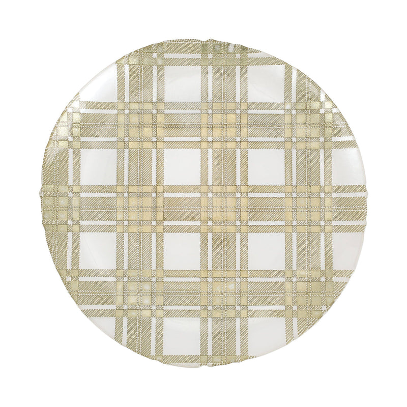 Plaid Glass White Round Platter