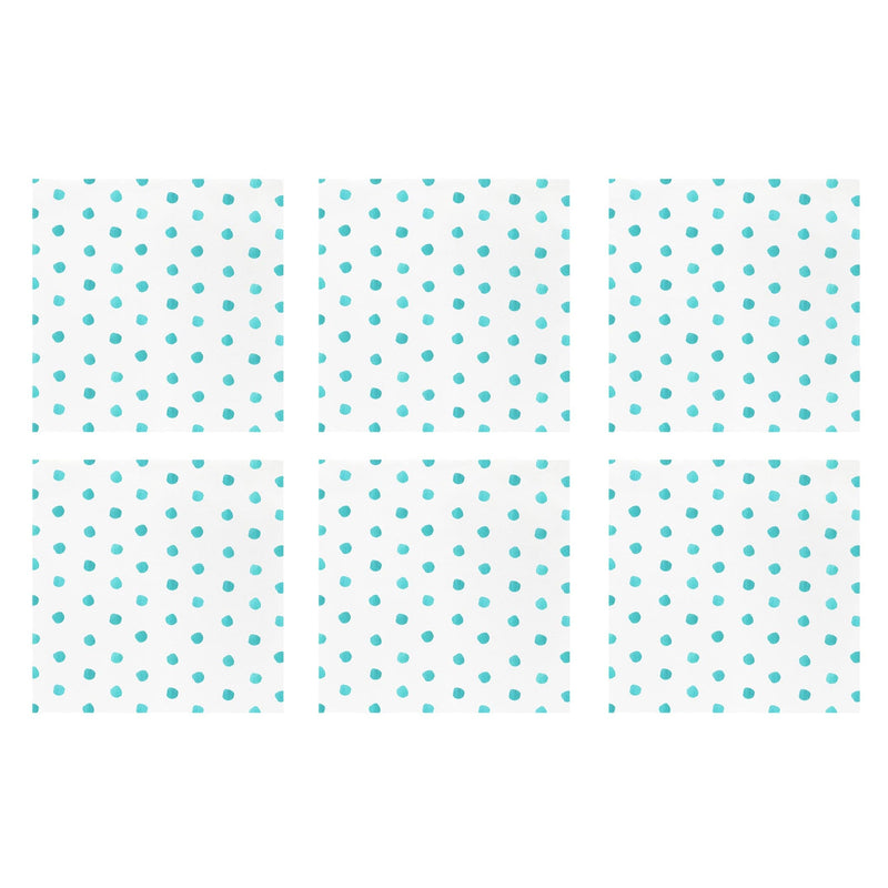 Papersoft Napkins Dot Aqua Cocktail Napkins (Pack of 20) - Set of 6