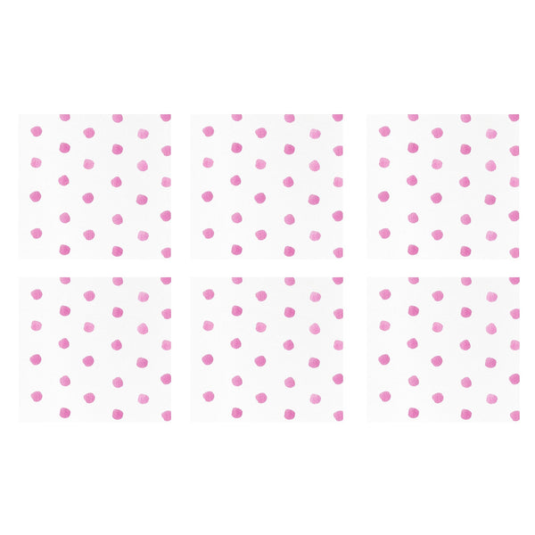 Papersoft Napkins Dot Pink Cocktail Napkins (Pack of 20) - Set of 6