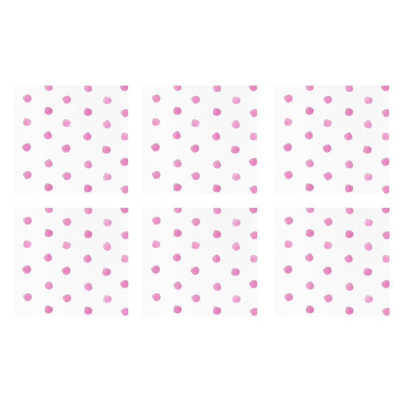 Papersoft Napkins Dot Pink Cocktail Napkins (Pack of 20) - Set of 6