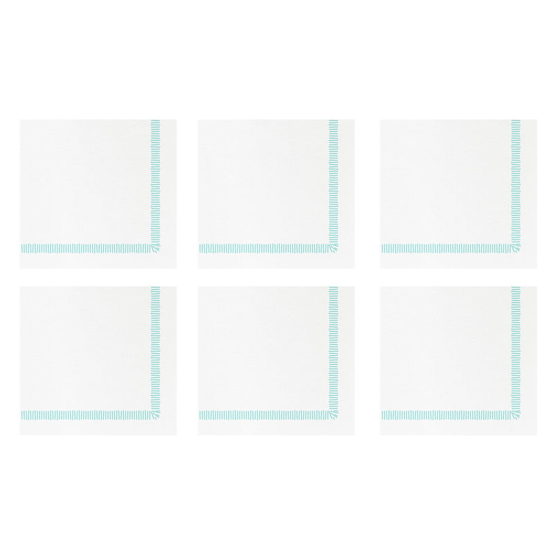 Papersoft Napkins Fringe Aqua Cocktail Napkins (Pack of 20) - Set of 6