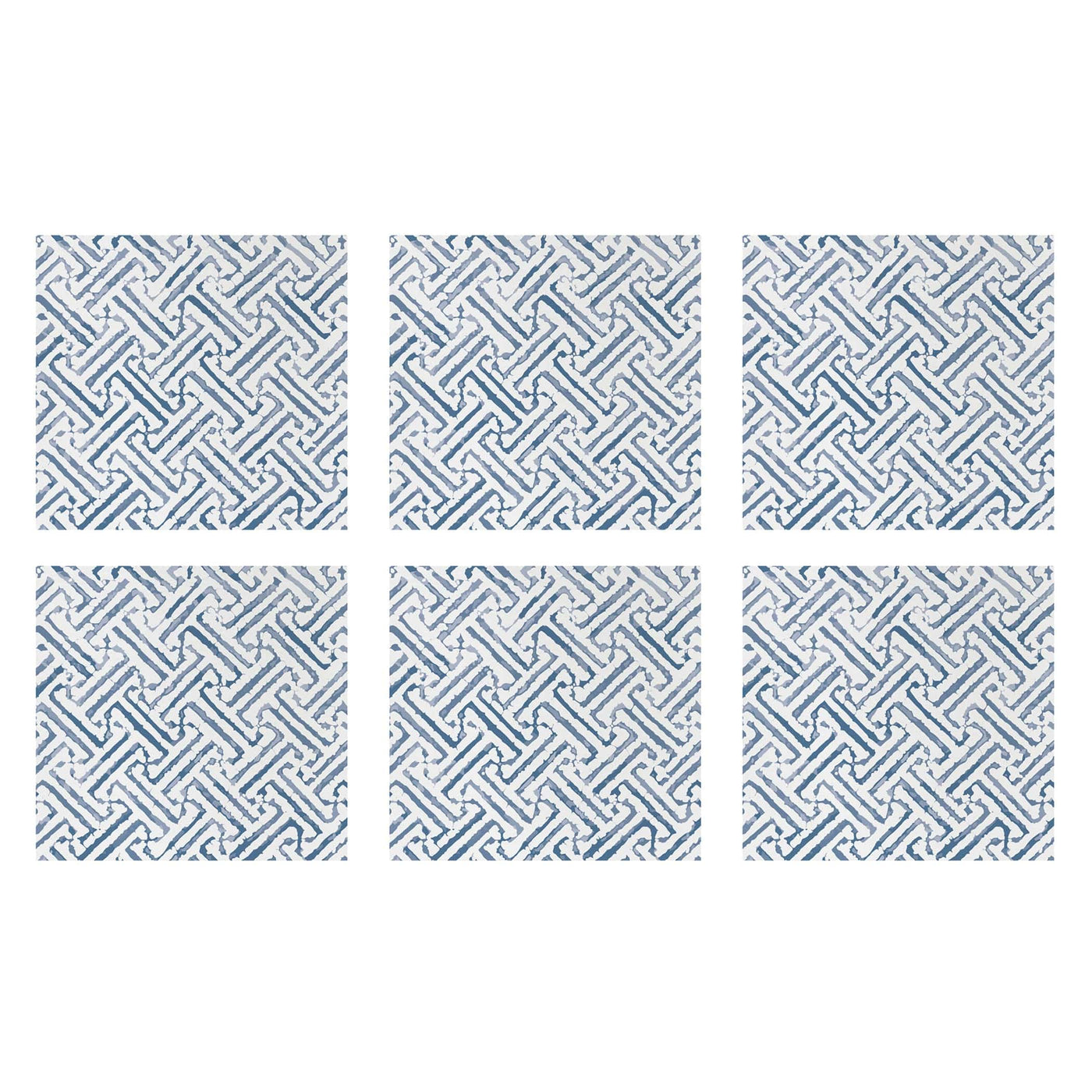 Papersoft Napkins Greek Key Blue Cocktail Napkins (Pack of 20) - Set of 6