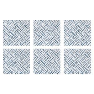 Papersoft Napkins Greek Key Blue Cocktail Napkins (Pack of 20) - Set of 6