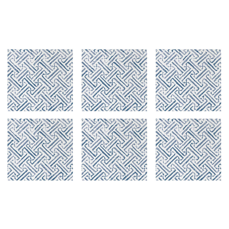 Papersoft Napkins Greek Key Blue Cocktail Napkins (Pack of 20) - Set of 6