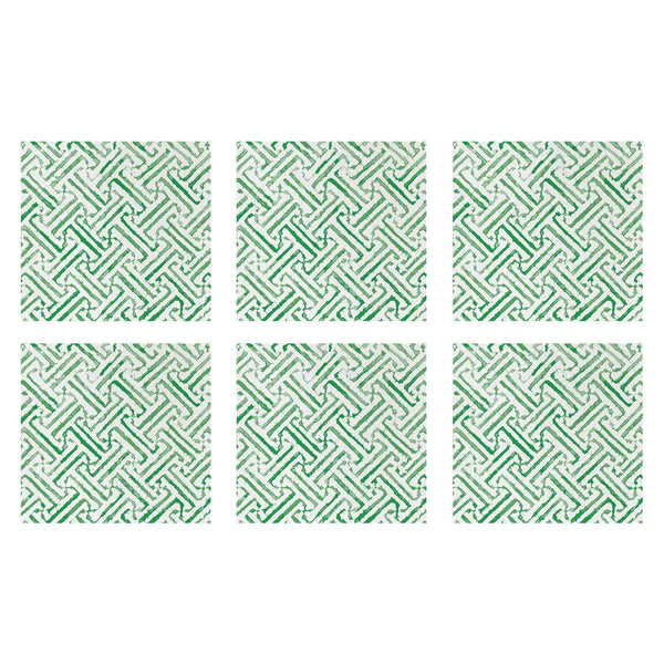 Papersoft Napkins Greek Key Green Cocktail Napkins (Pack of 20) - Set of 6