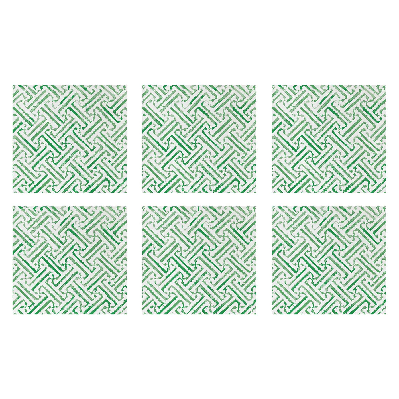 Papersoft Napkins Greek Key Green Cocktail Napkins (Pack of 20) - Set of 6