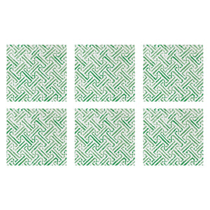 Papersoft Napkins Greek Key Green Cocktail Napkins (Pack of 20) - Set of 6