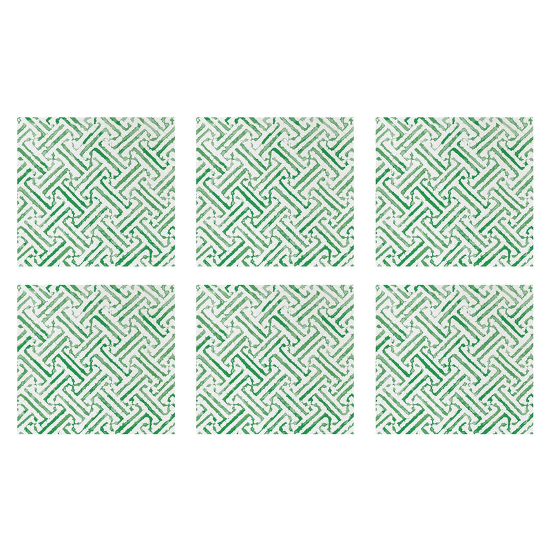 Papersoft Napkins Greek Key Green Cocktail Napkins (Pack of 20) - Set of 6