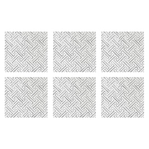 Papersoft Napkins Greek Key Light Gray Cocktail Napkins (Pack of 20) - Set of 6