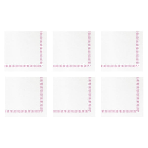 Papersoft Napkins Fringe Pink Cocktail Napkins (Pack of 20) - Set of 6