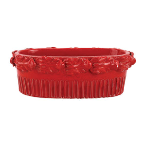 Rustic Garden Acanthus Leaf Oval Planter Red