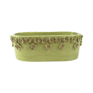 Rustic Garden Flower Oval Planter Pistachio