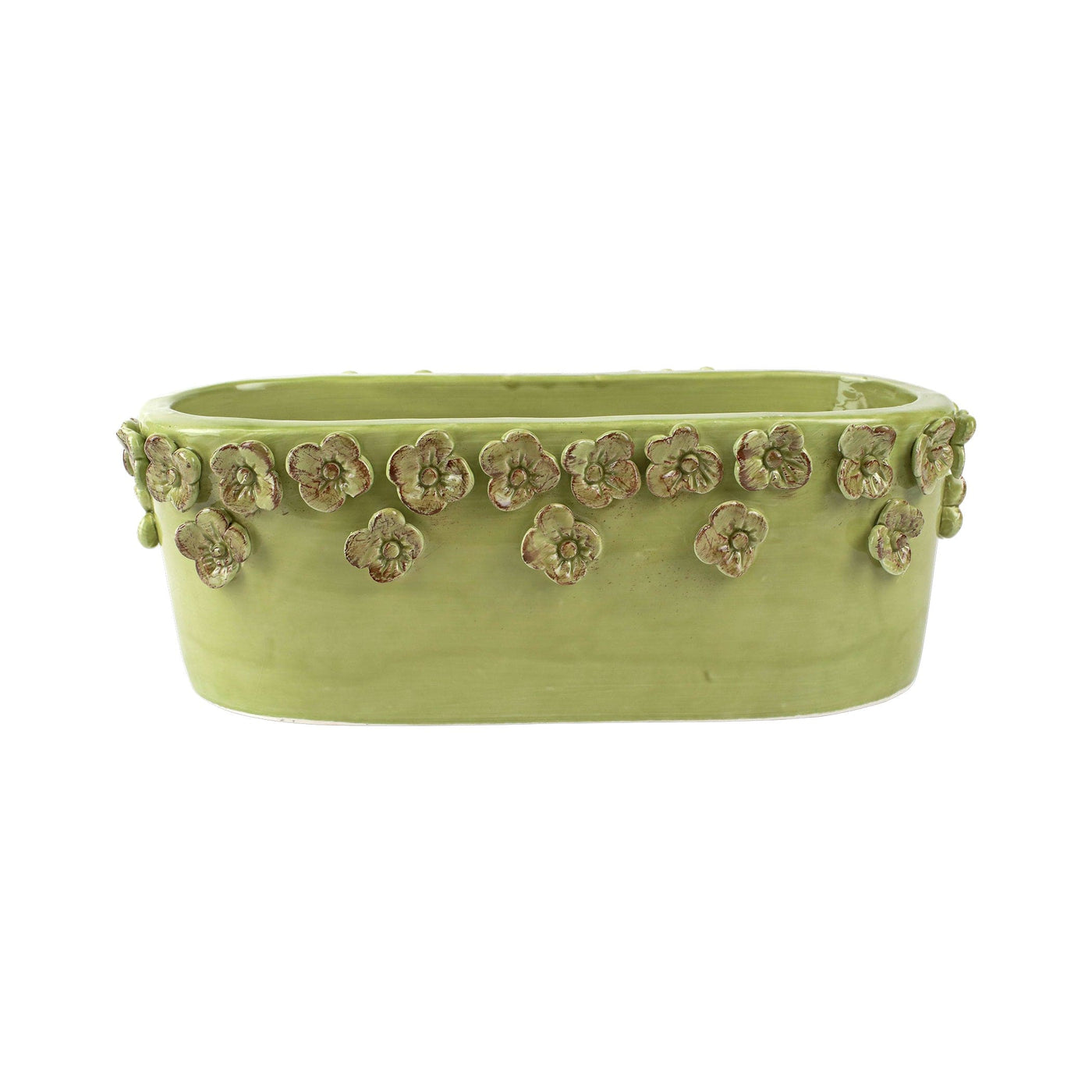 Rustic Garden Flower Oval Planter Pistachio